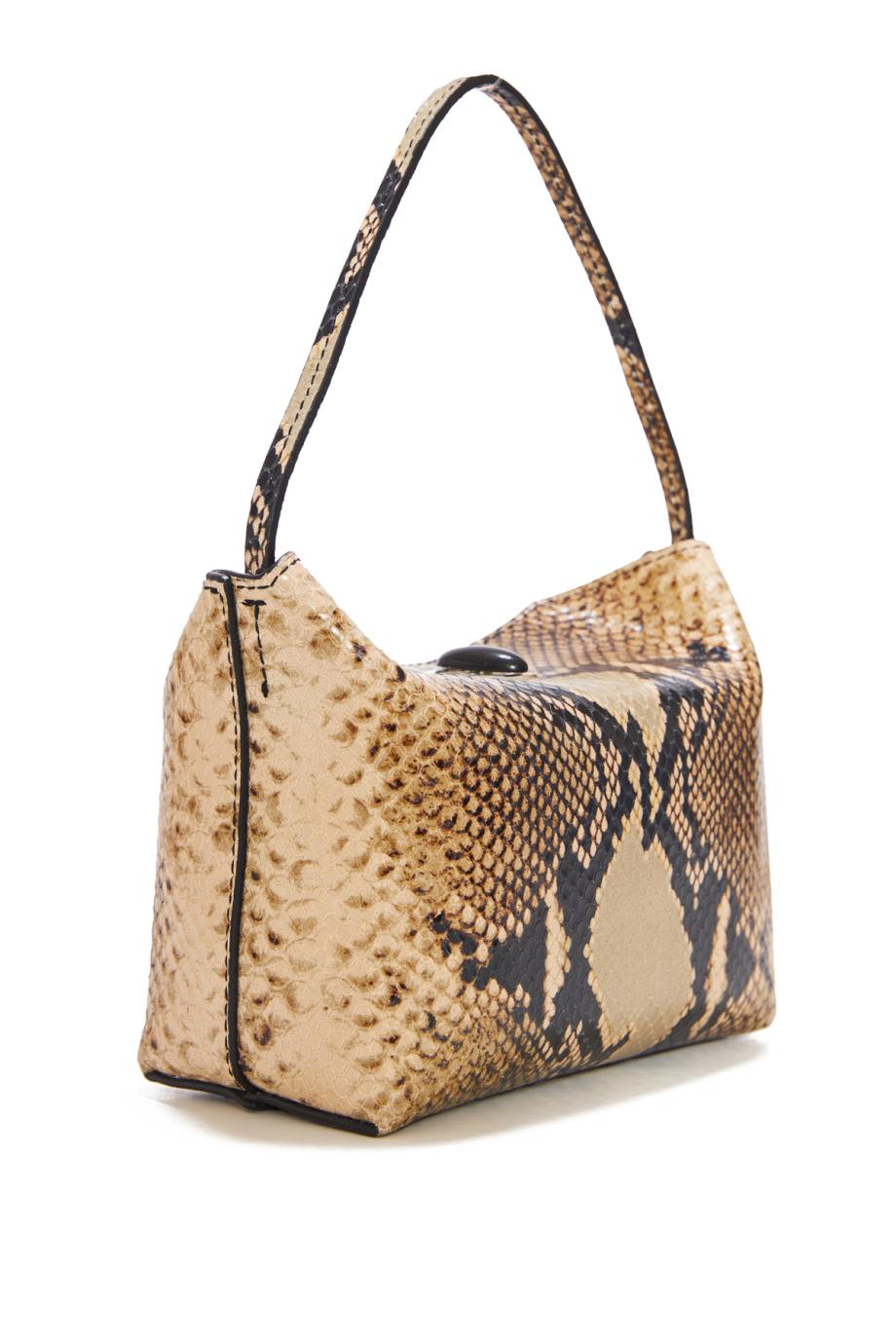 Turnlock mini python-effect leather shoulder bag