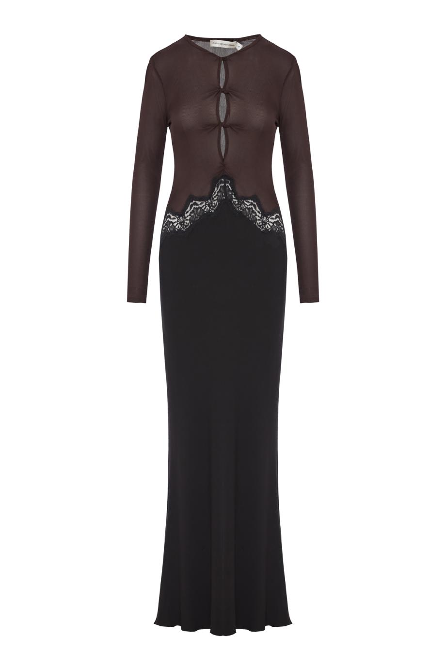 Open Twist Verner Lace Long Sleeve maxi Dress