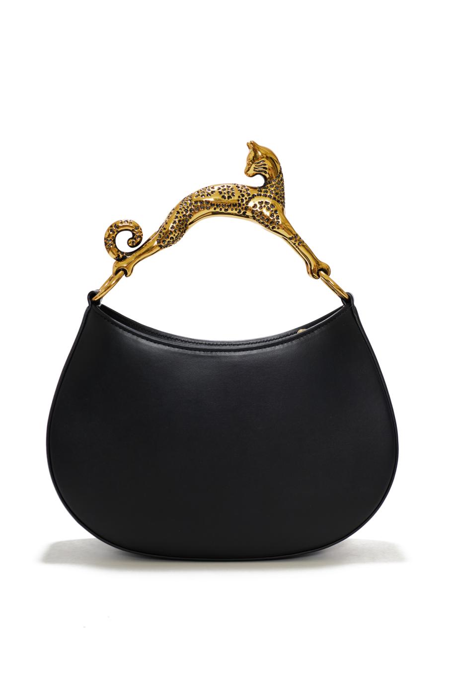 Black Hobo Cat leather top handle bag