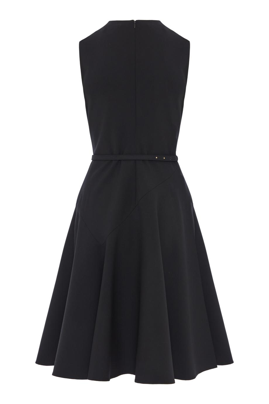 Floral Belted wool-gabardine midi dress