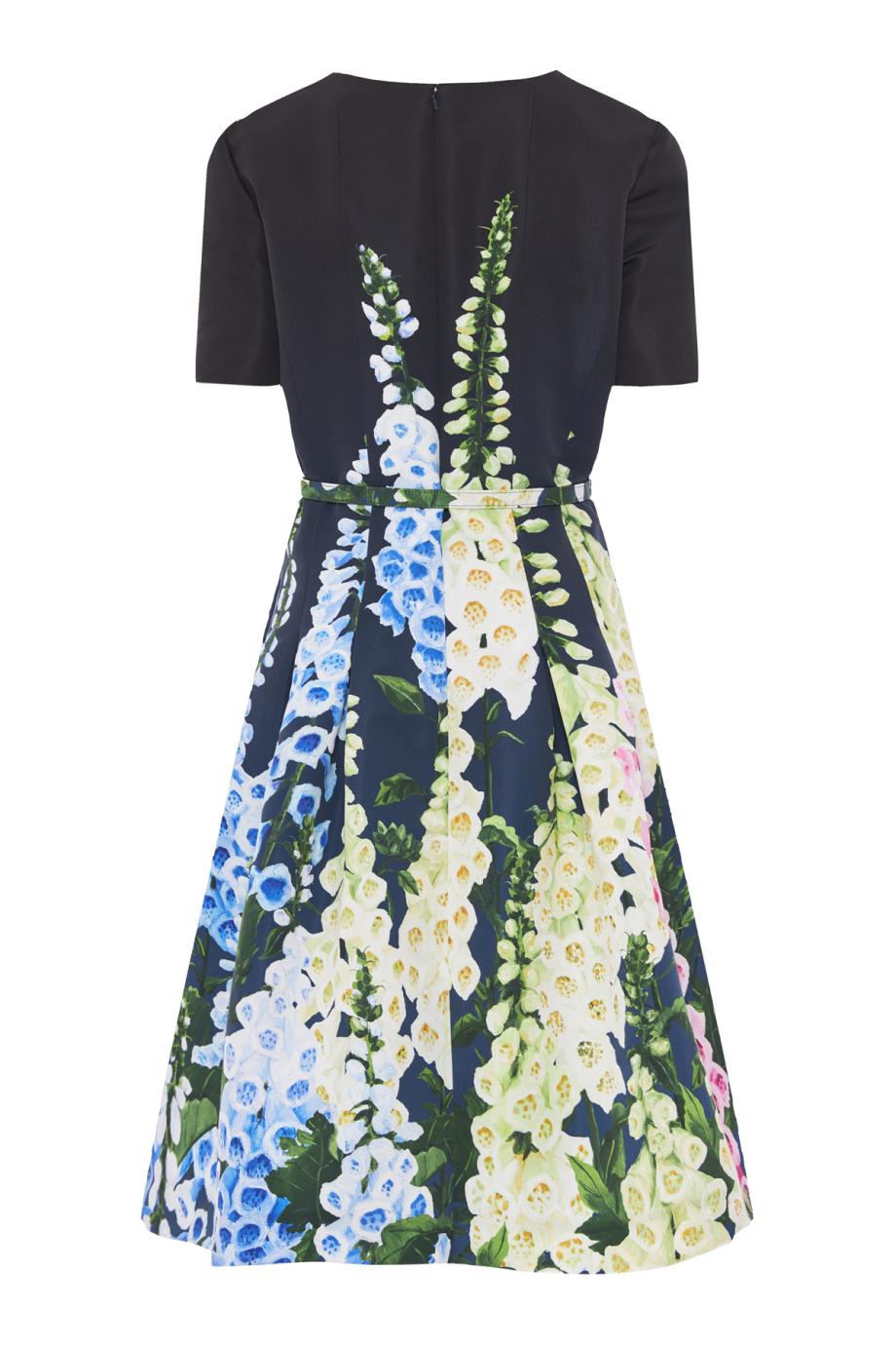 Degradé Foxglove Split-Neck Midi Dress