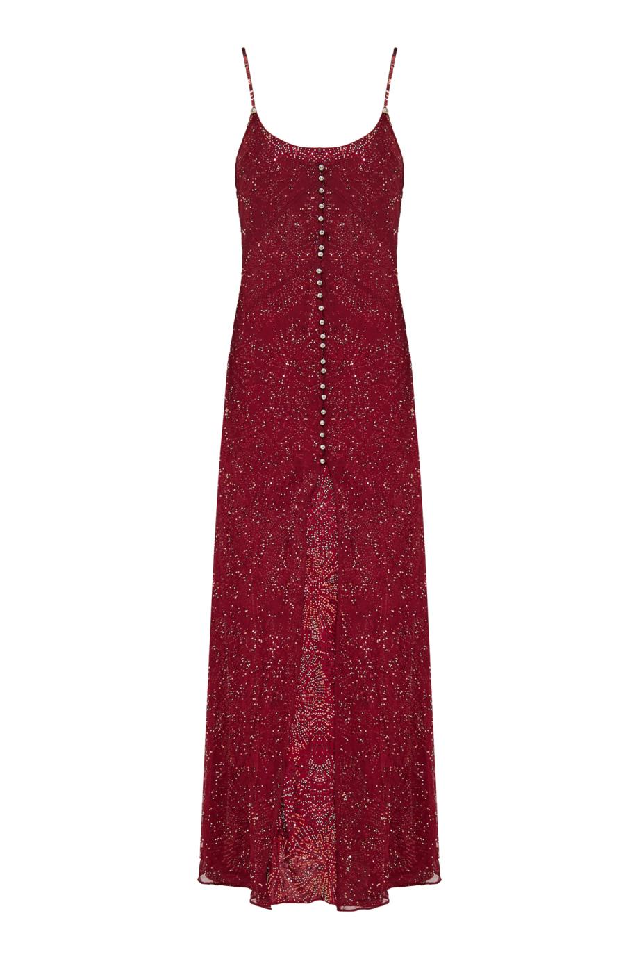 Embroidered pearl maxi dress 