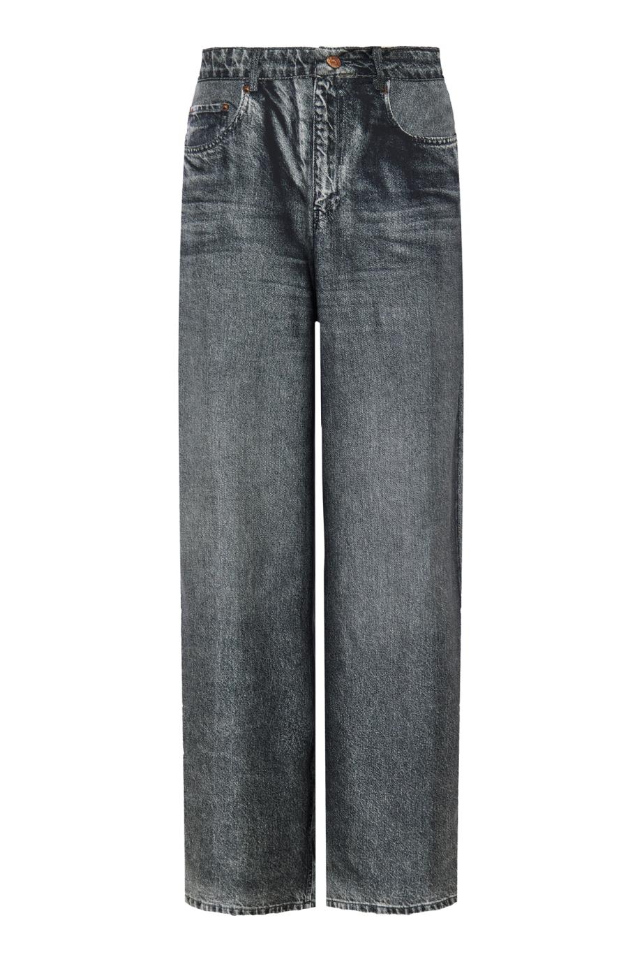 Aloe printed silk denim pants