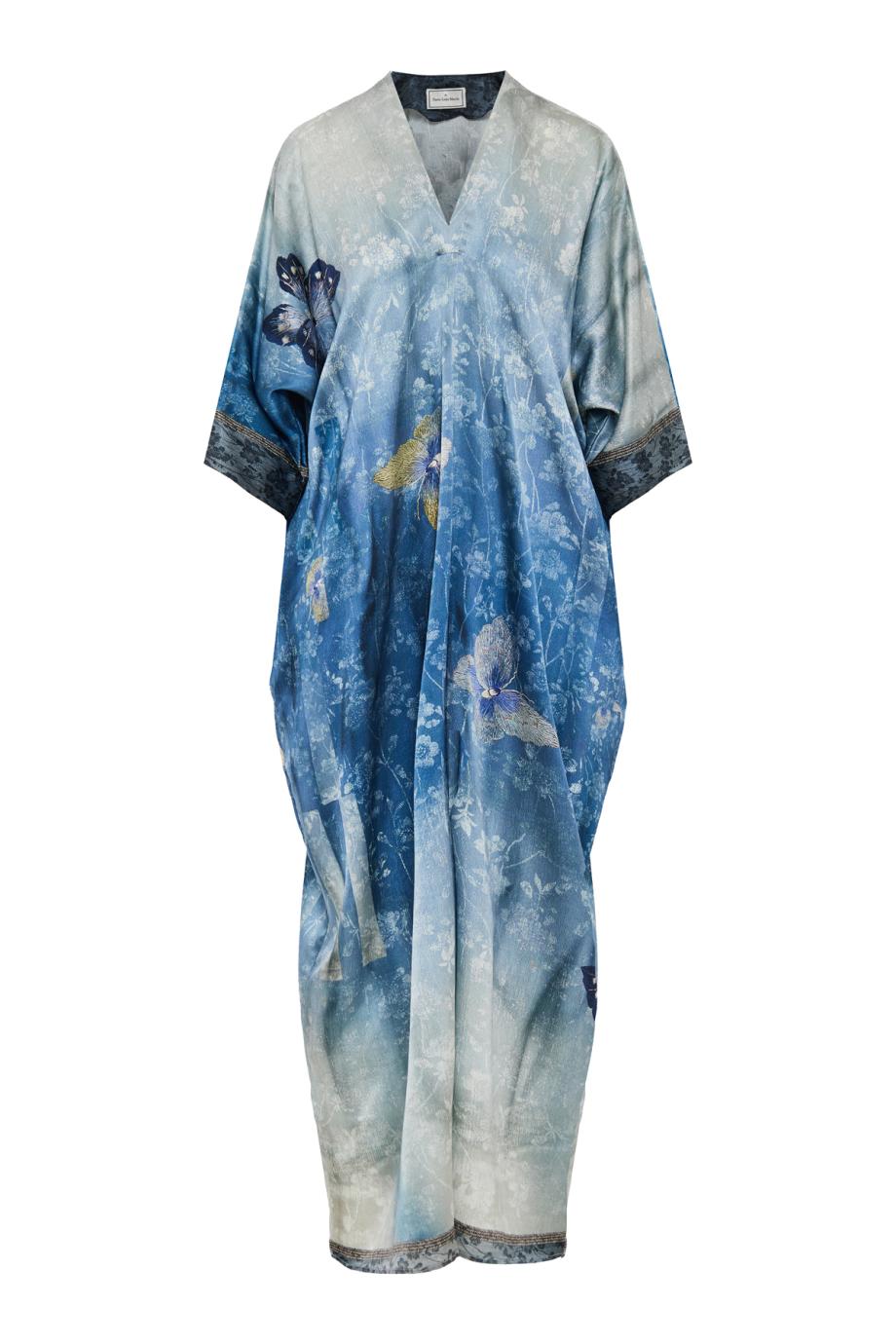 Printed silk kaftan