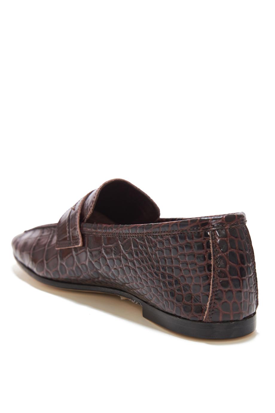 Essential Brown Donna croc-embossed leather loafers