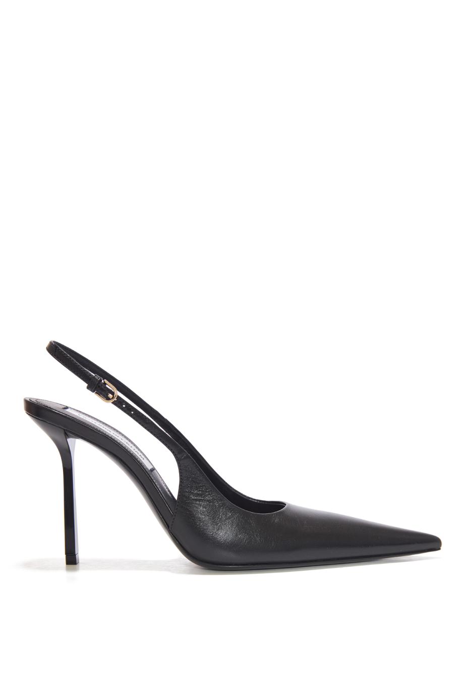 Victoria Stiletto Slingback 100 In Black Leather