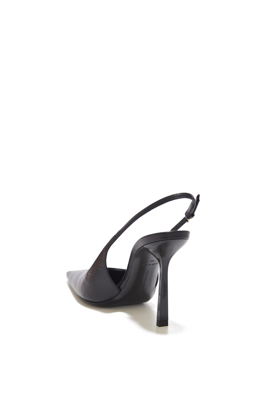 Victoria Stiletto Slingback 100 In Black Leather
