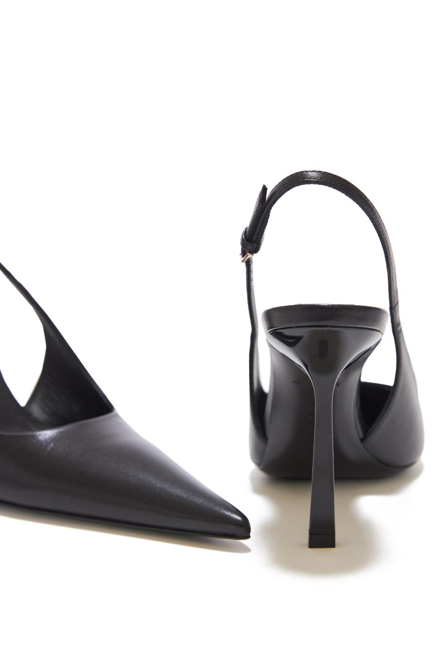 Victoria Stiletto Slingback 100 In Black Leather