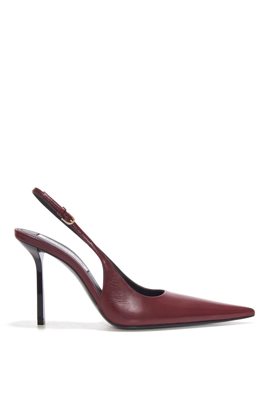 ictoria Stiletto Slingback 100 In Burgundy Leather