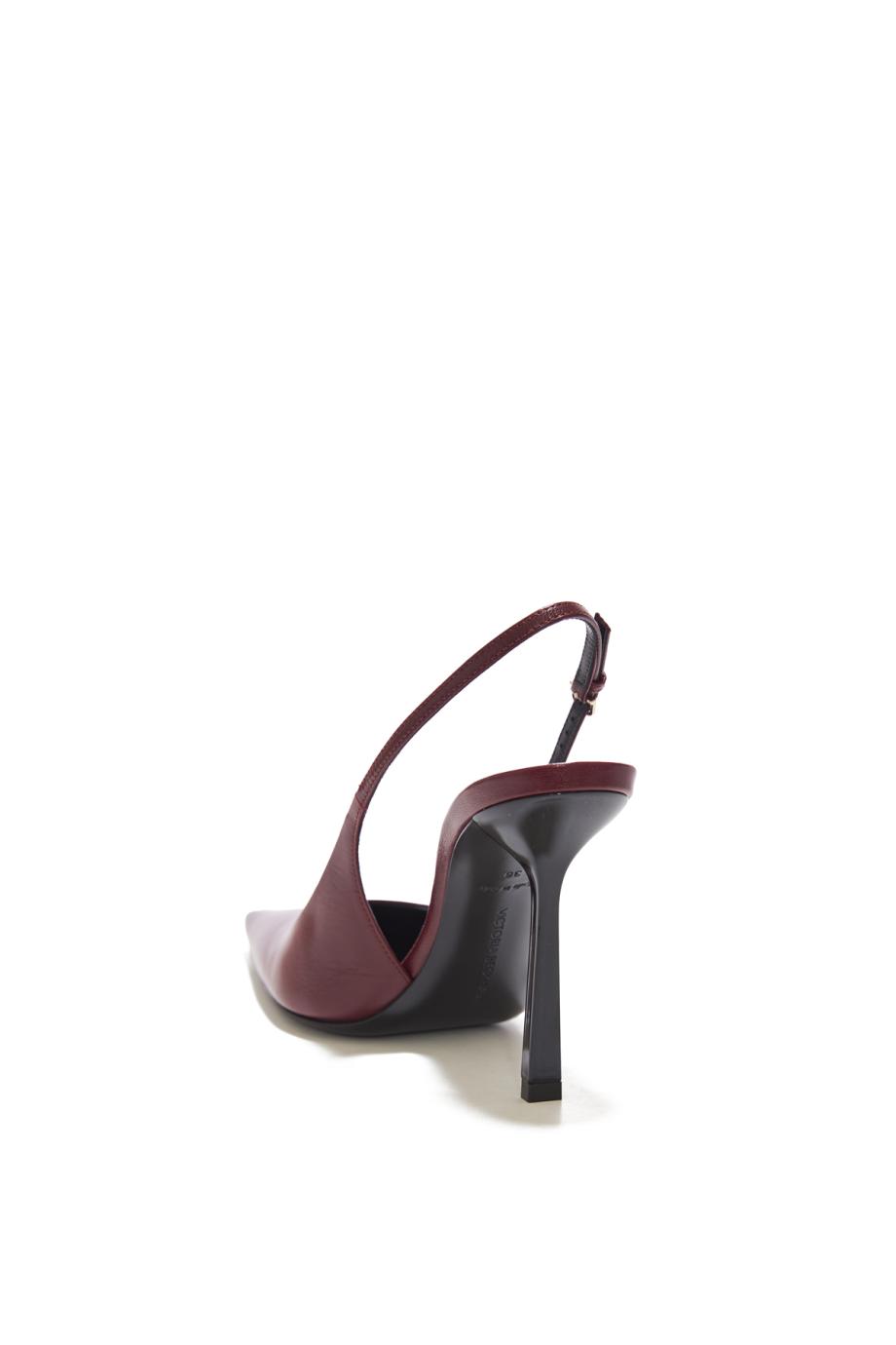 ictoria Stiletto Slingback 100 In Burgundy Leather