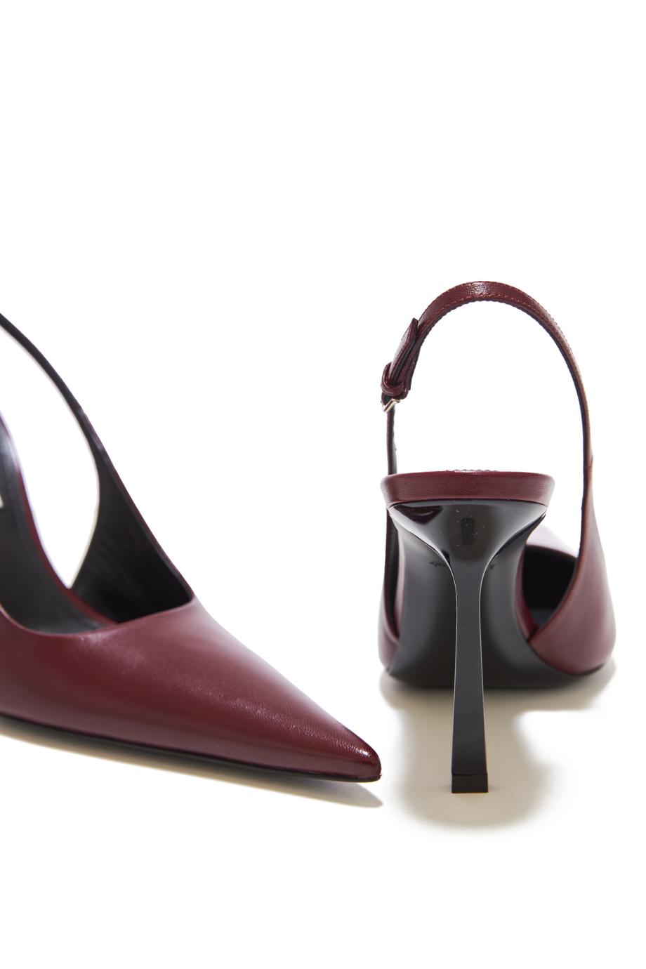 ictoria Stiletto Slingback 100 In Burgundy Leather