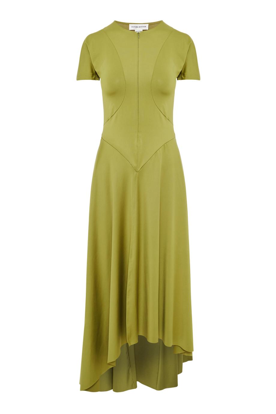 Zipped Front Midi Dress In Greenfinch