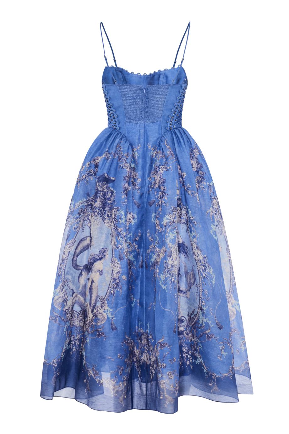 Rebelion beaded picnic linen and silk midi dress