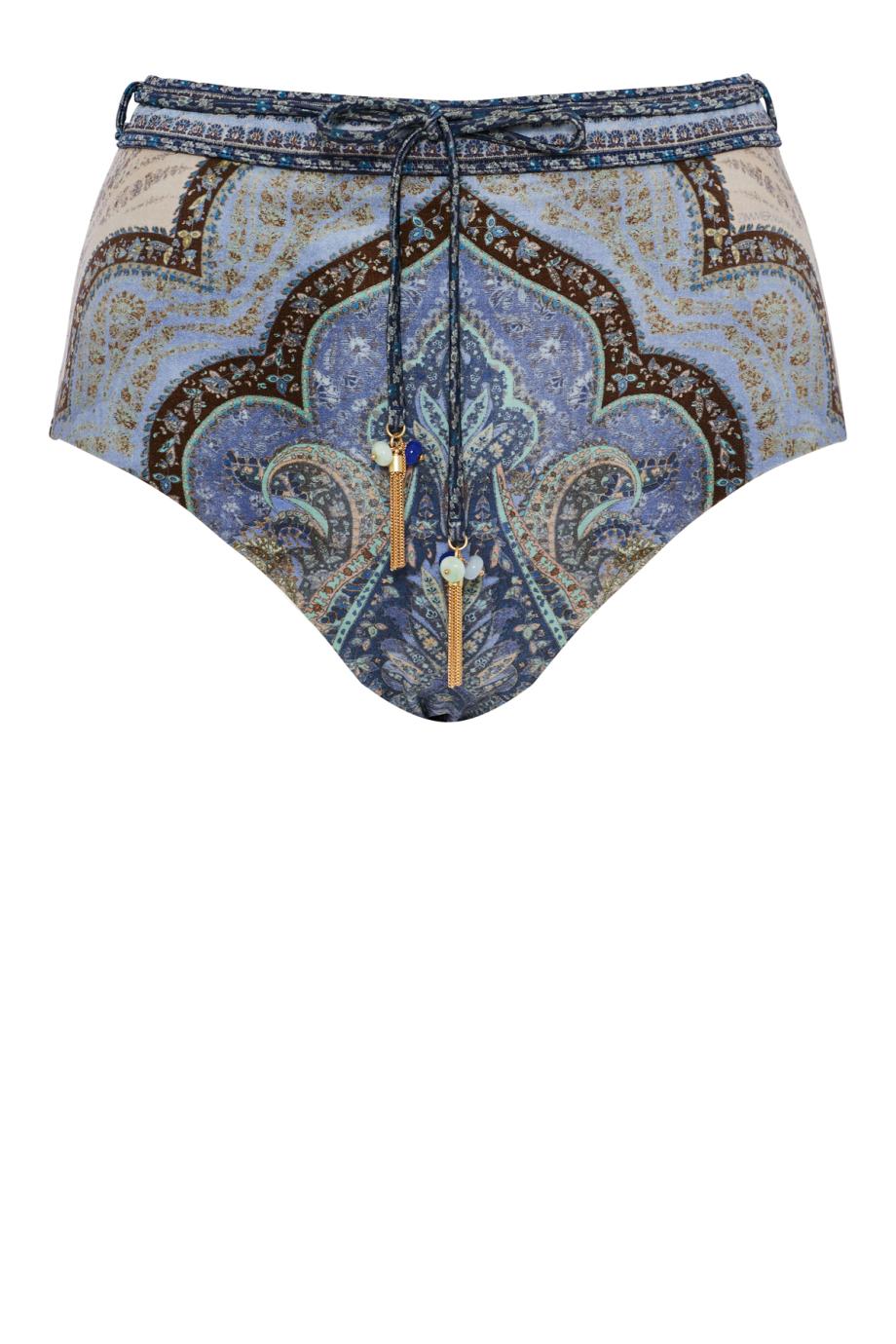 Waterlust printed high-waist bikini bottoms