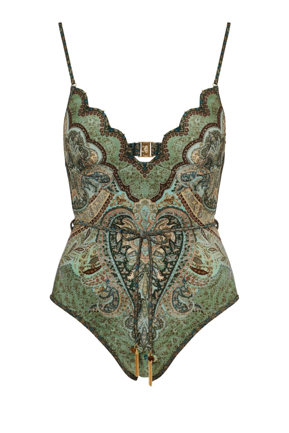 Wanterlust Scalop 1PC Tapestry Teal multi swimsuit