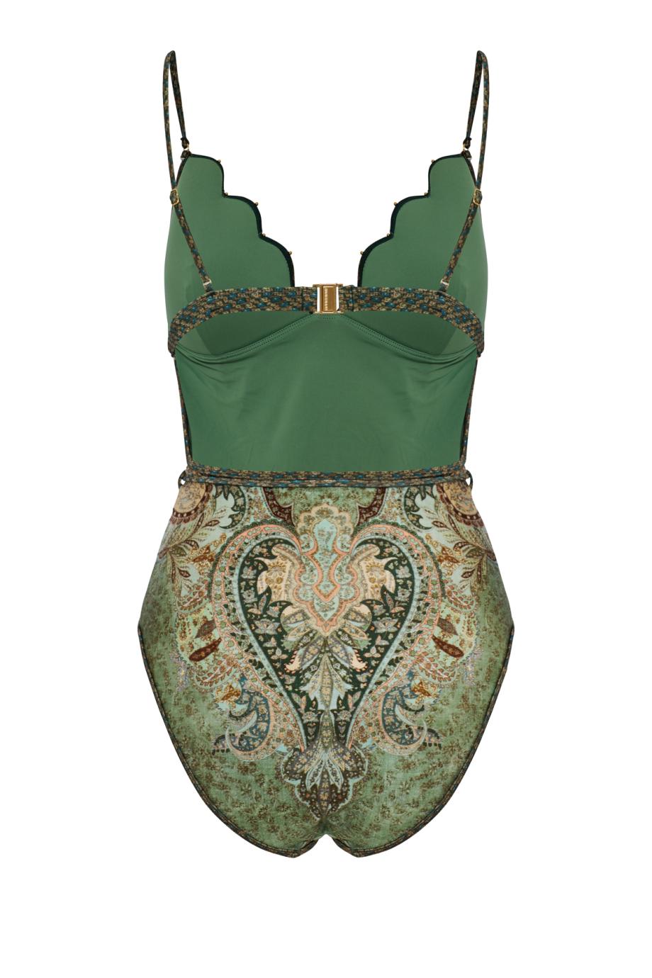 Wanterlust Scalop 1PC Tapestry Teal multi swimsuit