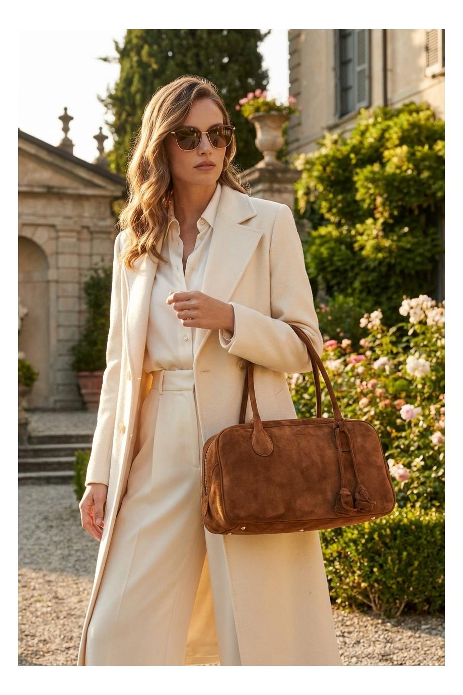 Brigitte suede top handle bag