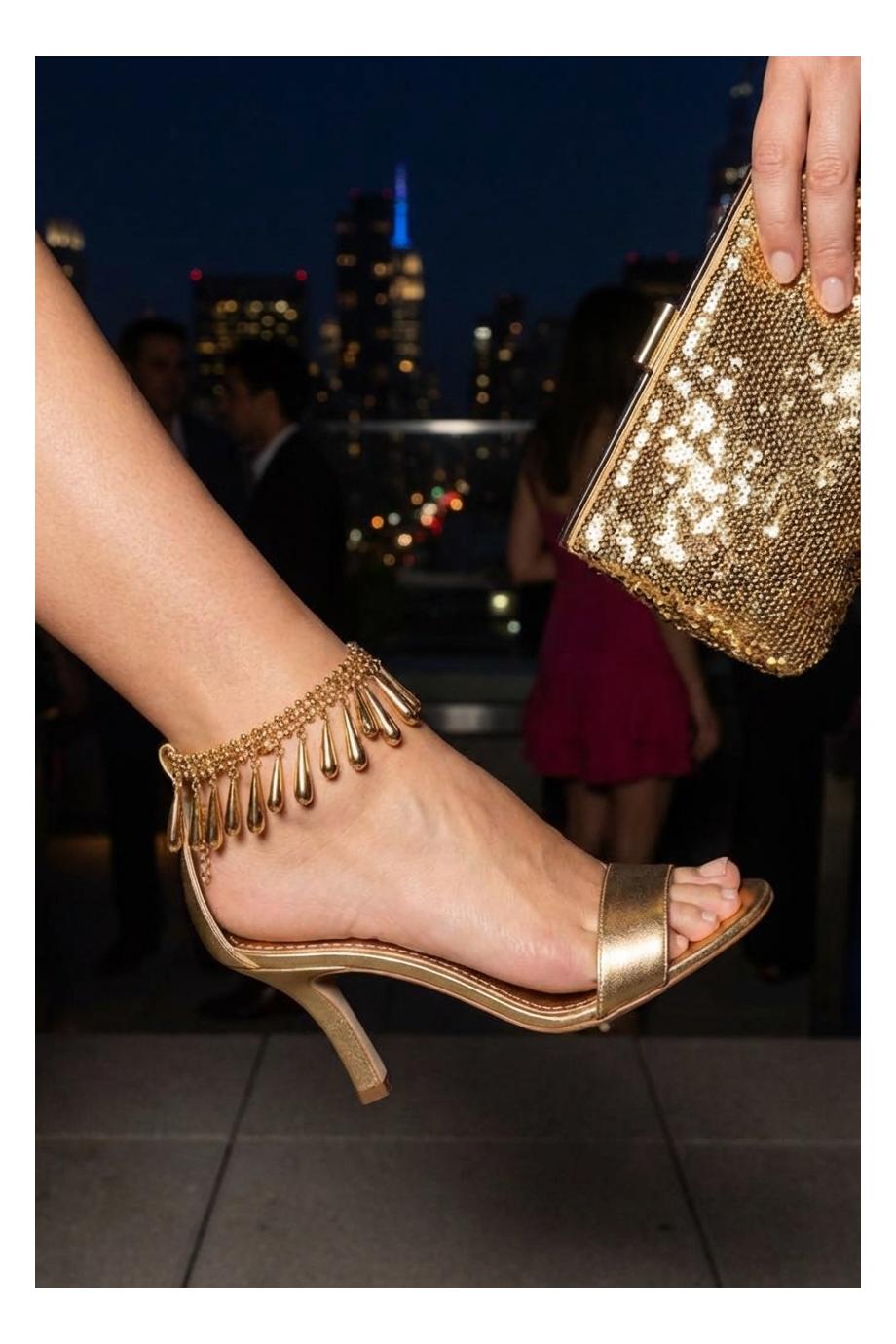Nicusan 0 Gold Nappa Leather Embellished Sandals