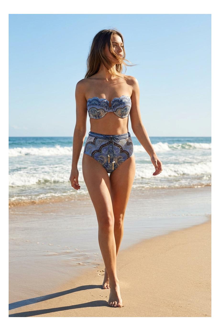 Wanterlust scallop balconette printed bikini top