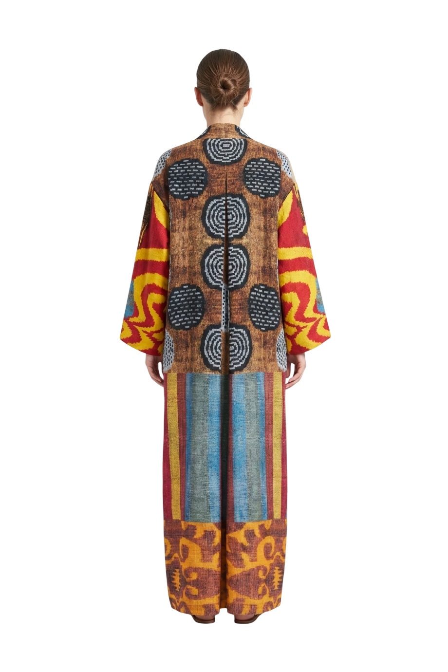 79 fringed printed silk kaftan