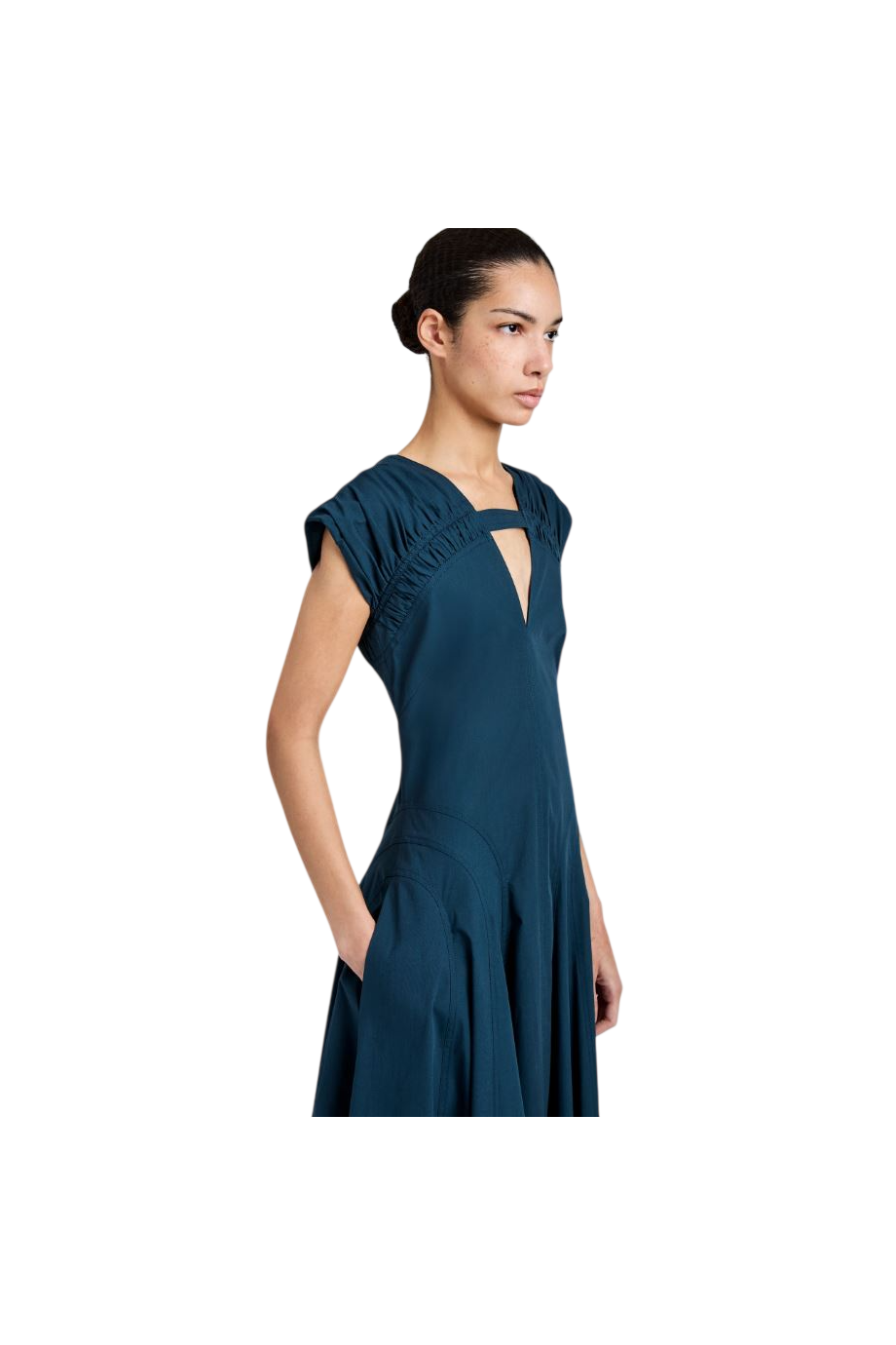 Manoela cotton-poplin midi dress in blue