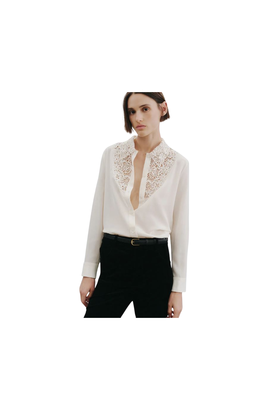 Zola lace and silk blouse in ivory