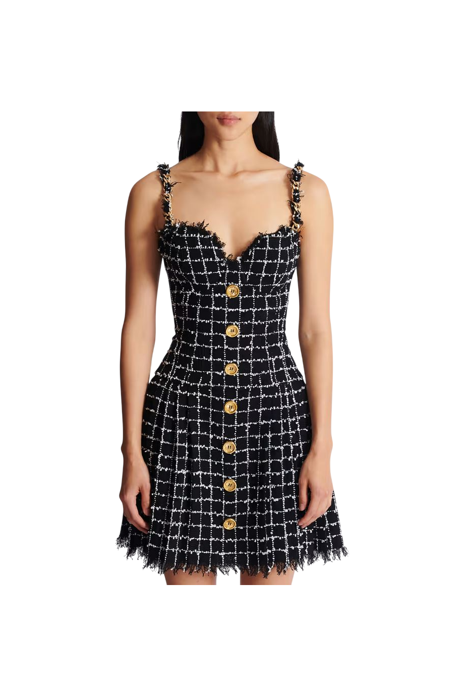 Tweed mini dress in black