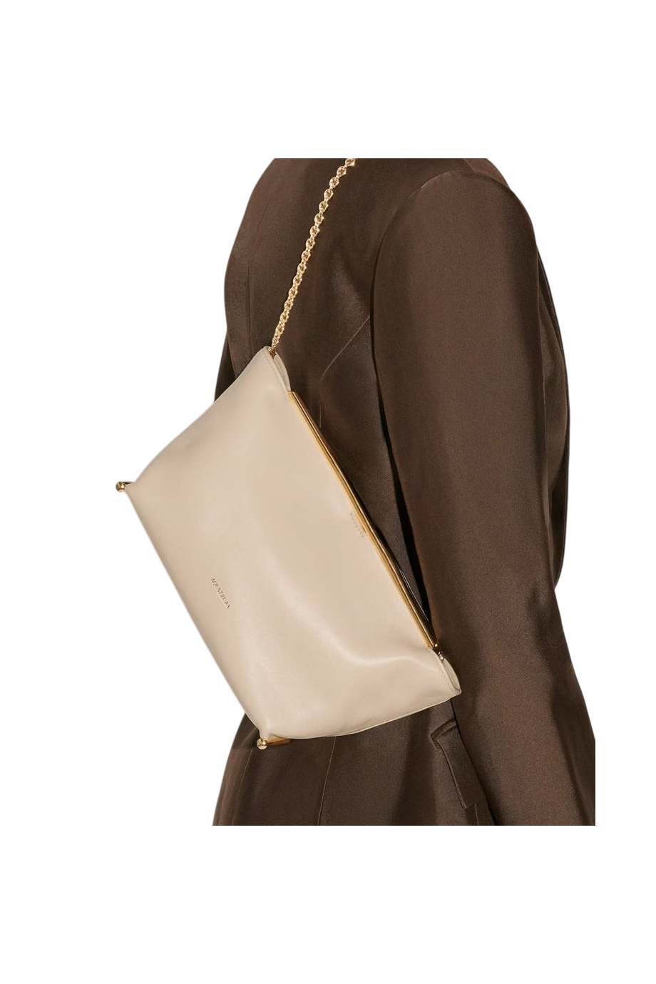 Galerie leather clutch in meringue