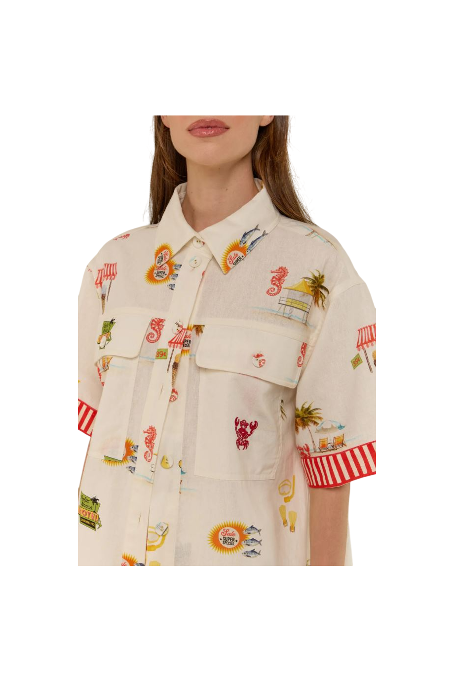 Alto printed linen and cotton oversized shirt in tropicana