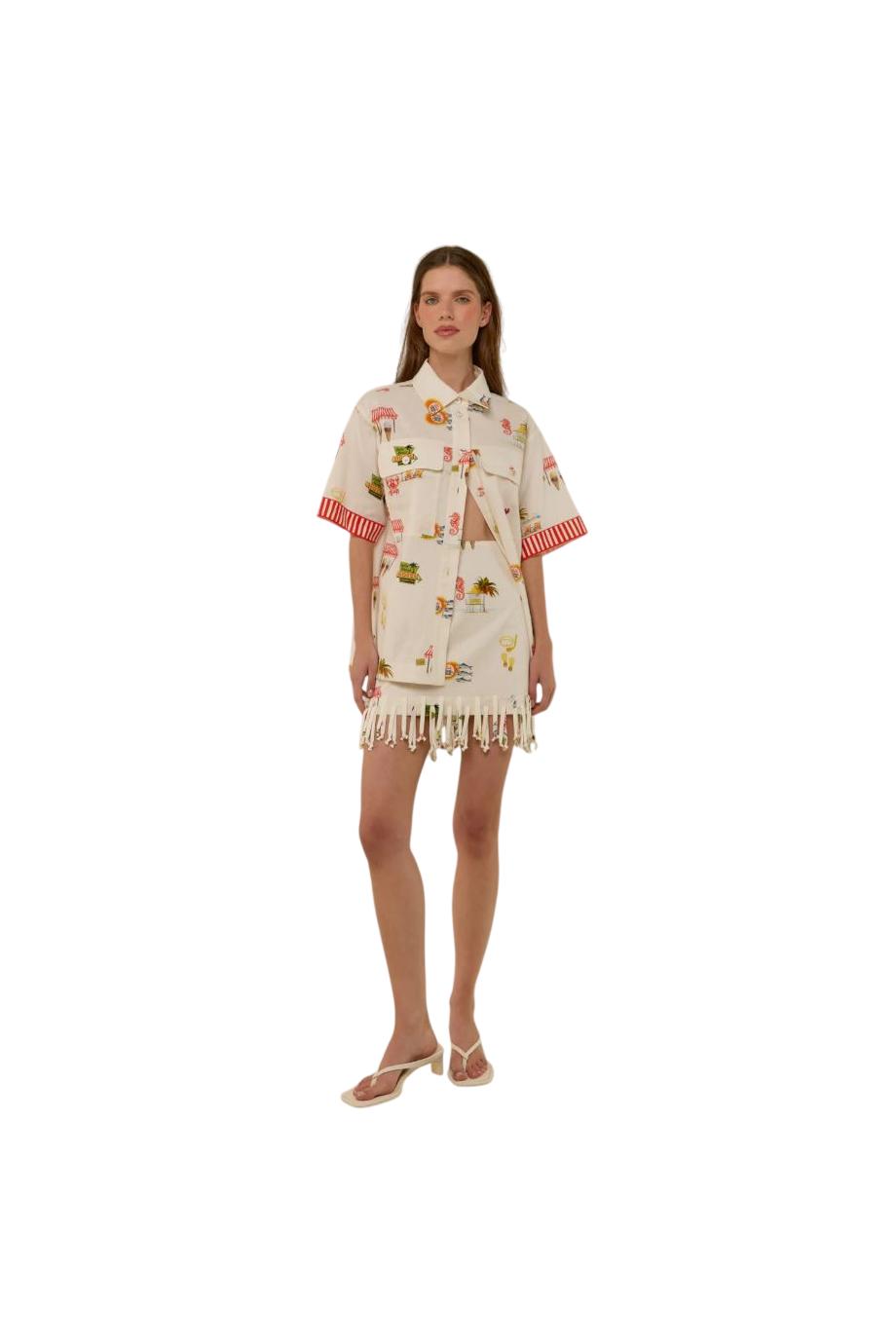 Alto printed linen and cotton oversized shirt in tropicana