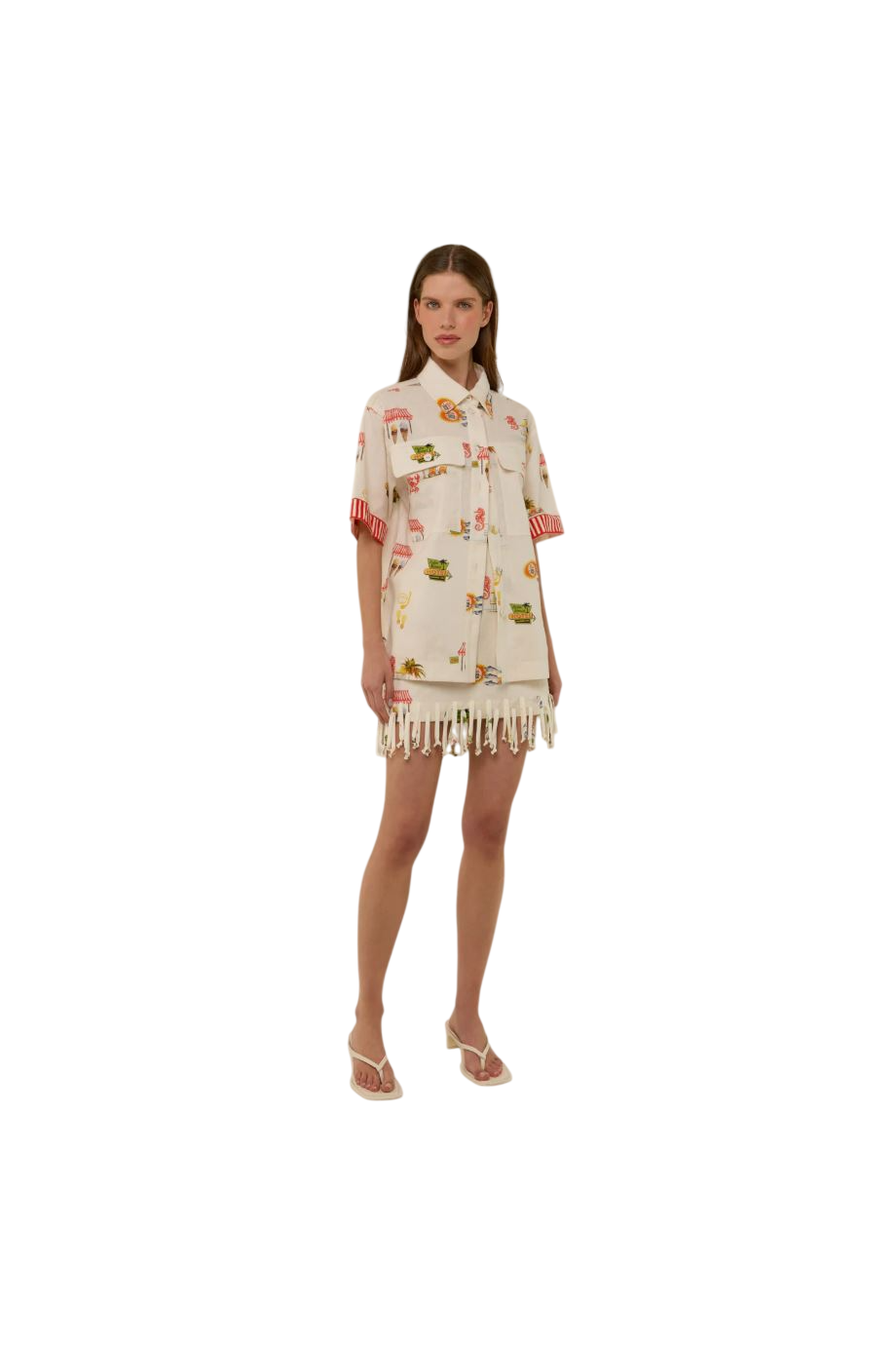 Alto printed linen and cotton oversized shirt in tropicana