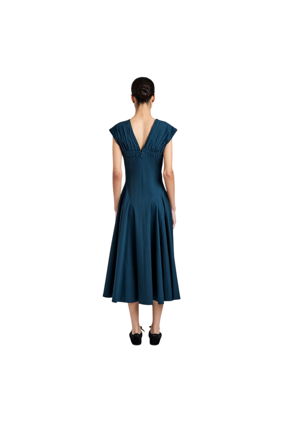Manoela cotton-poplin midi dress in blue