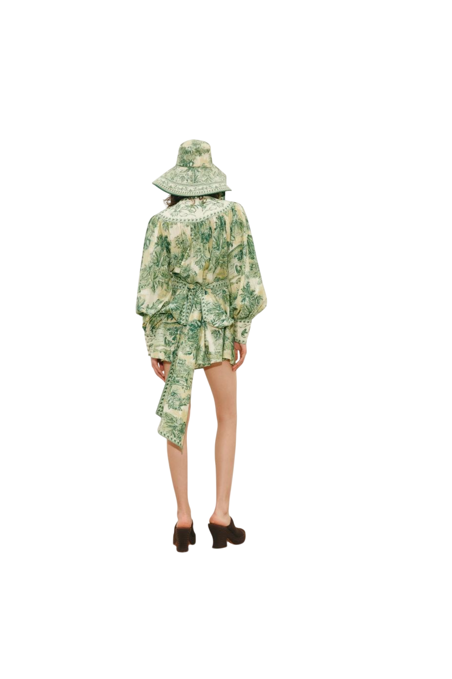 Sara cotton and silk mini dress in green