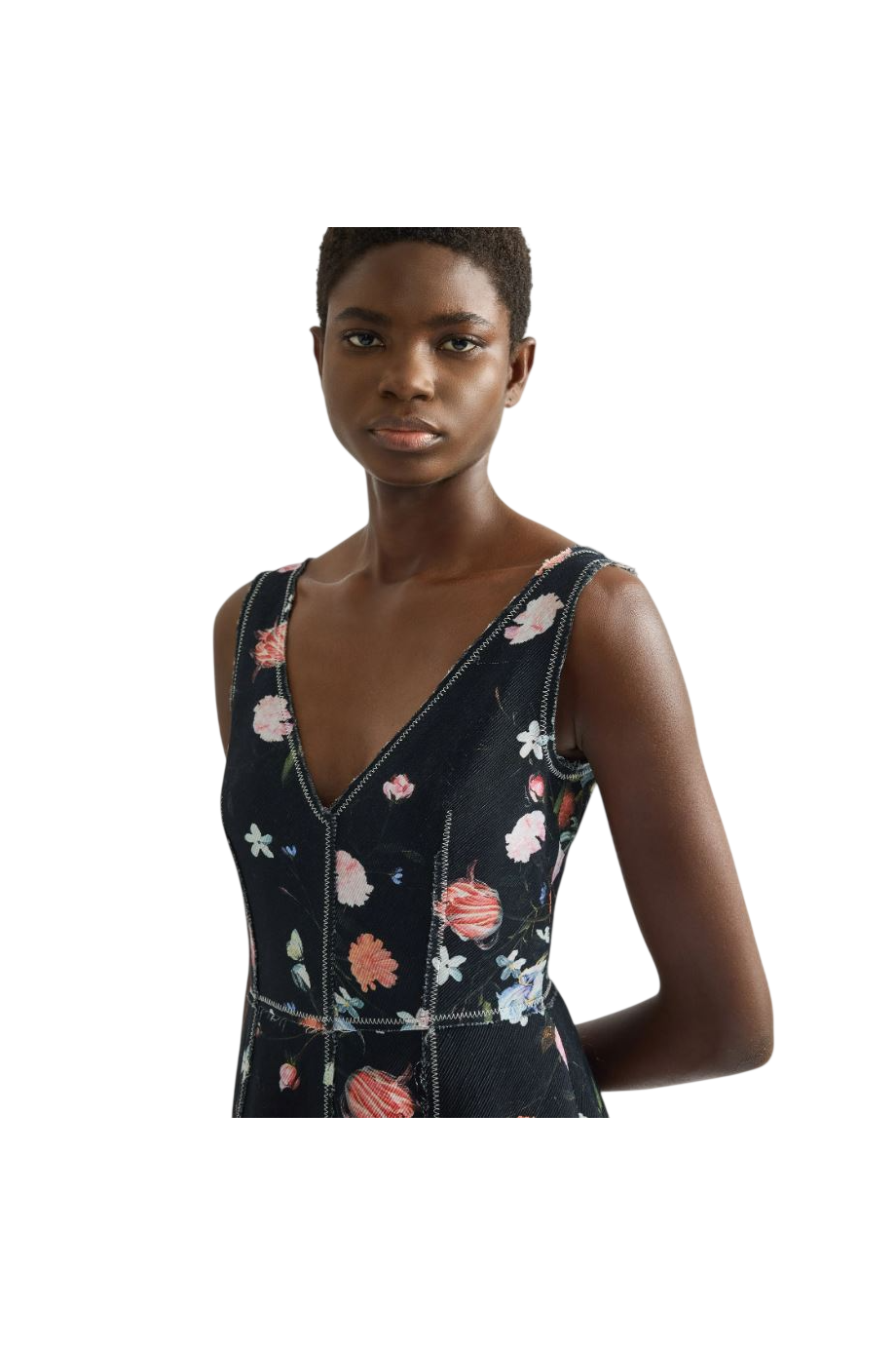 Dutch printed crepe midi dress in black