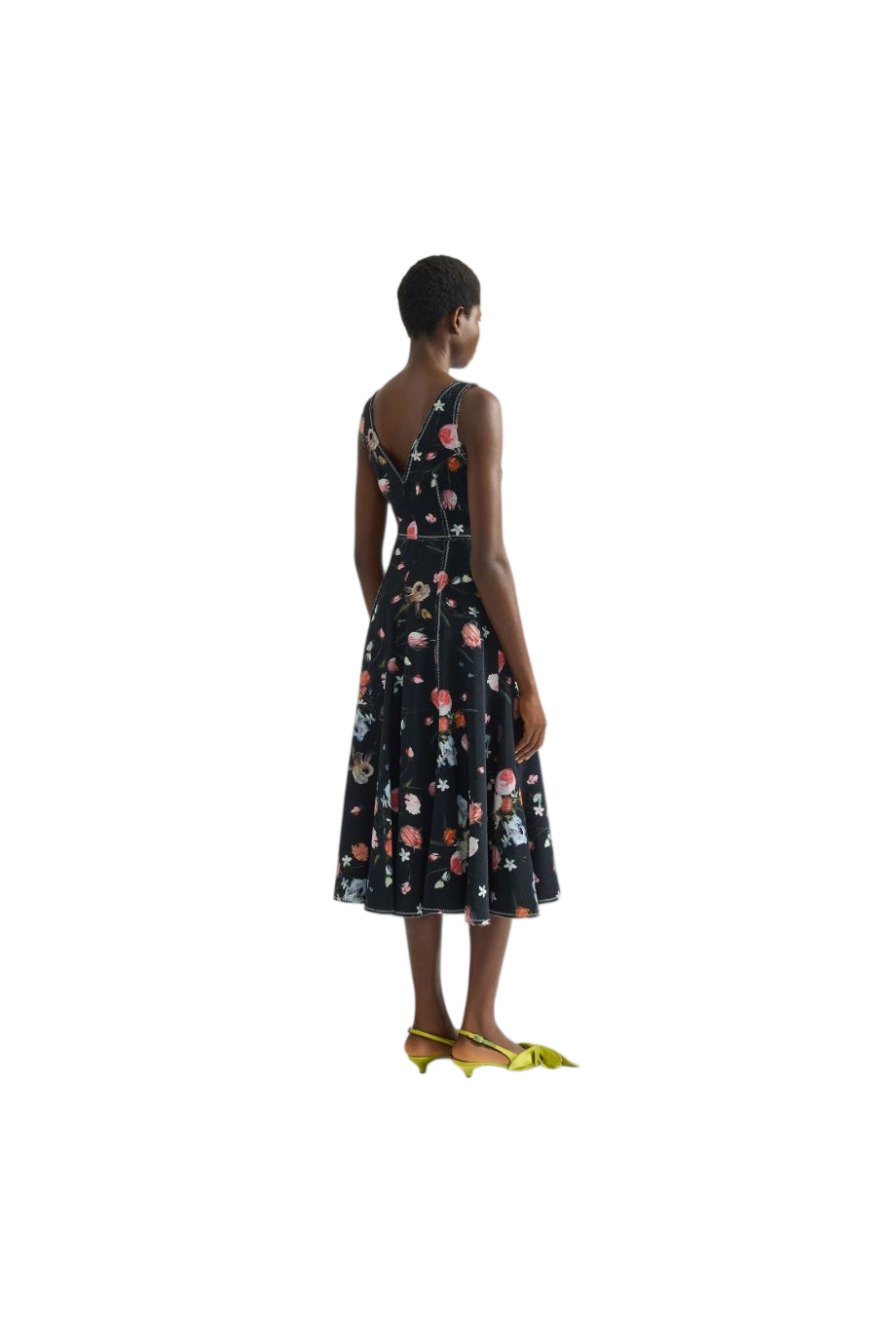 Dutch printed crepe midi dress in black