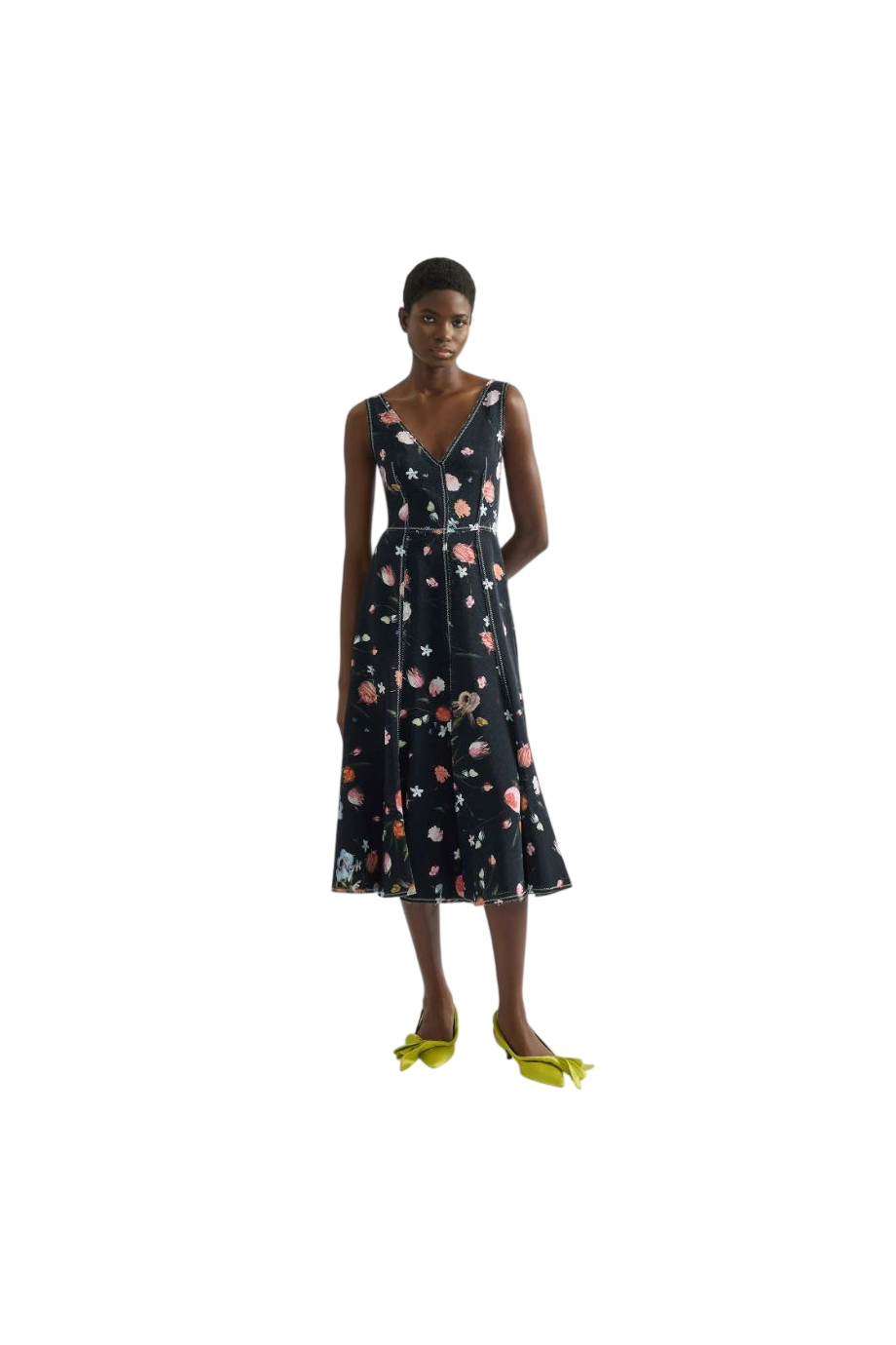 Dutch printed crepe midi dress in black