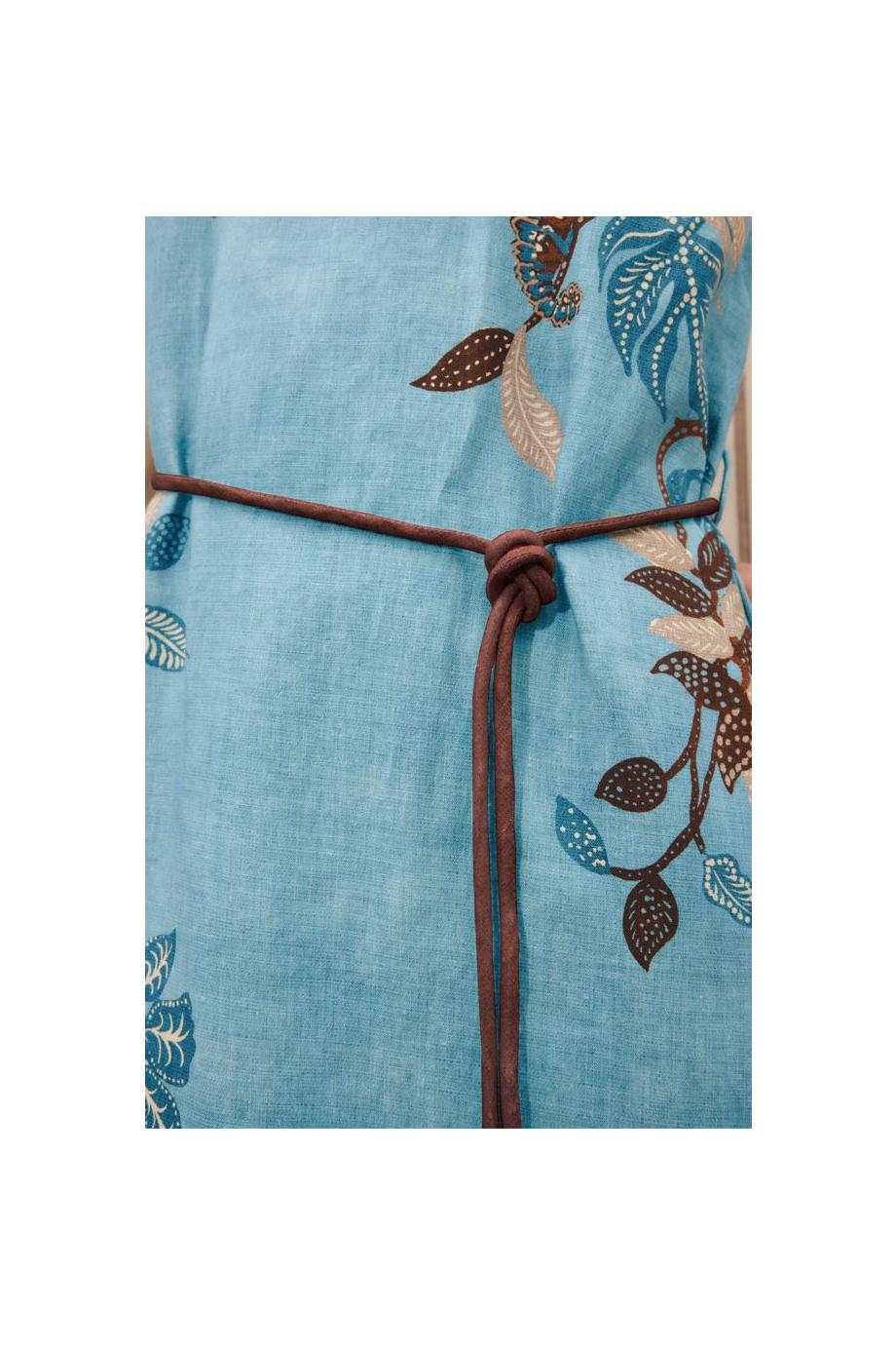 Georgie printed linen midi dress in blue