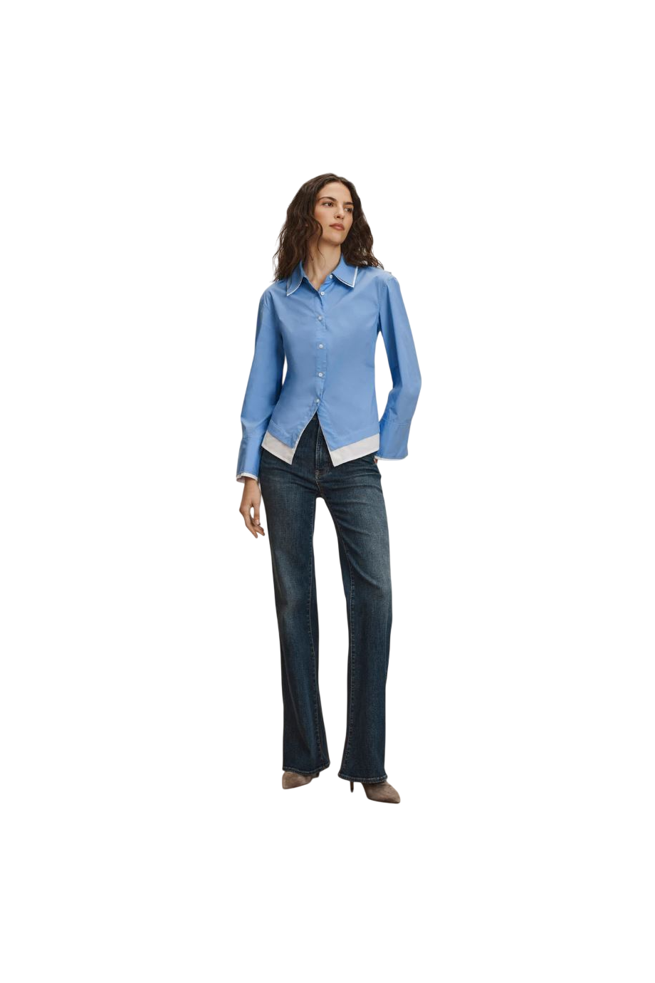 Bonnie cotton-blend shirt in cadet