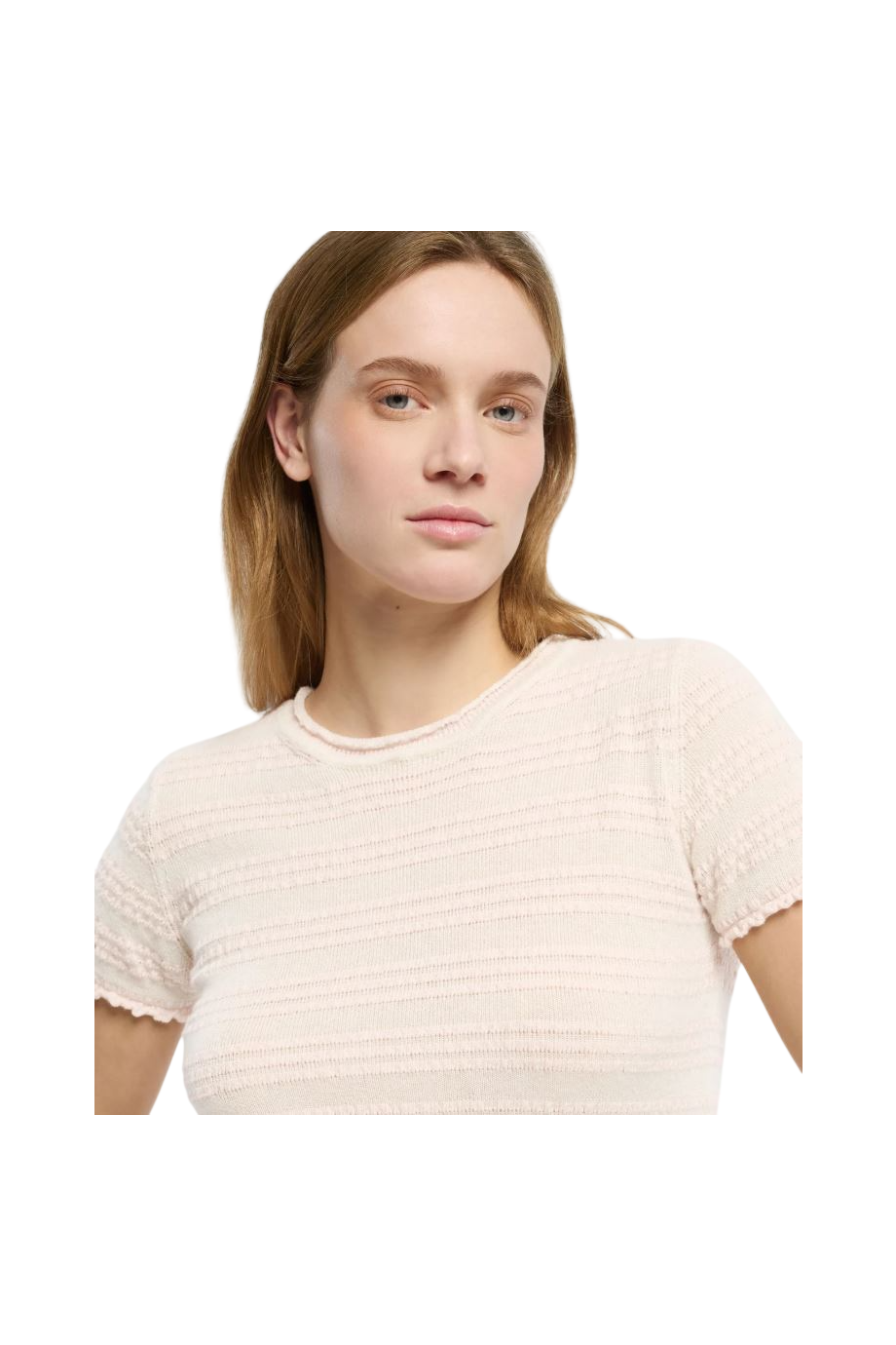Seersucker knitted sweater in chantilly