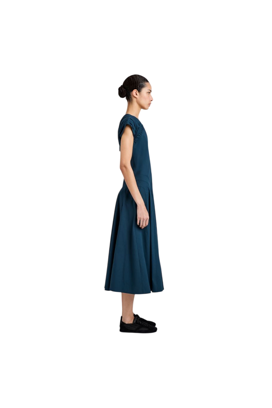Manoela cotton-poplin midi dress in blue