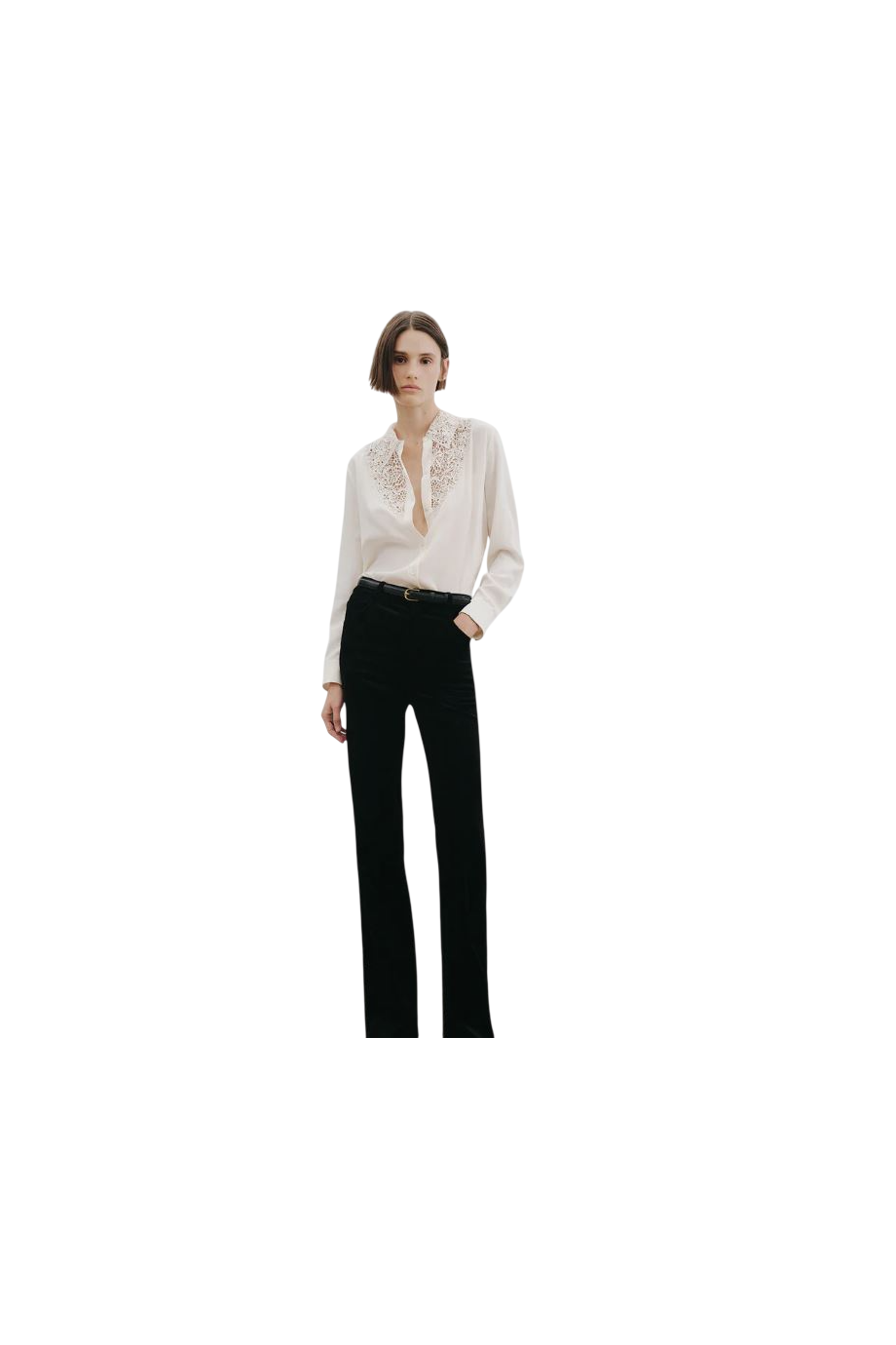 Zola lace and silk blouse in ivory