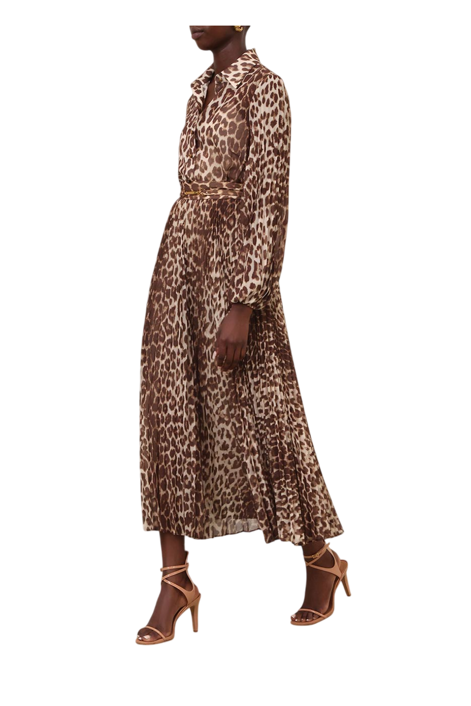 Sunray pleated crepe maxi skirt in leopard