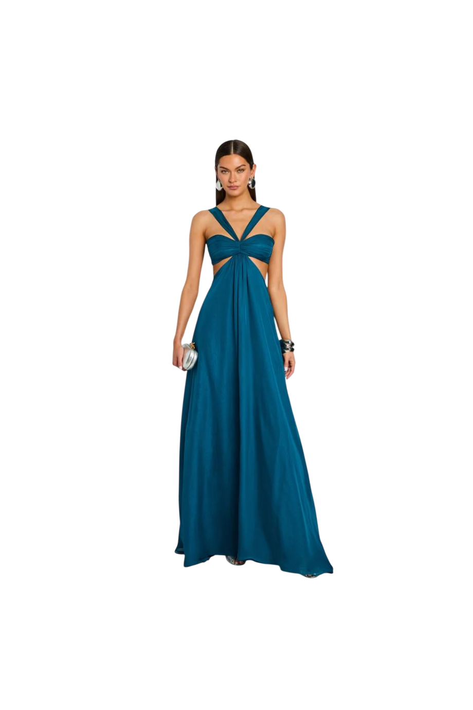 Meira chiffon gown in teal