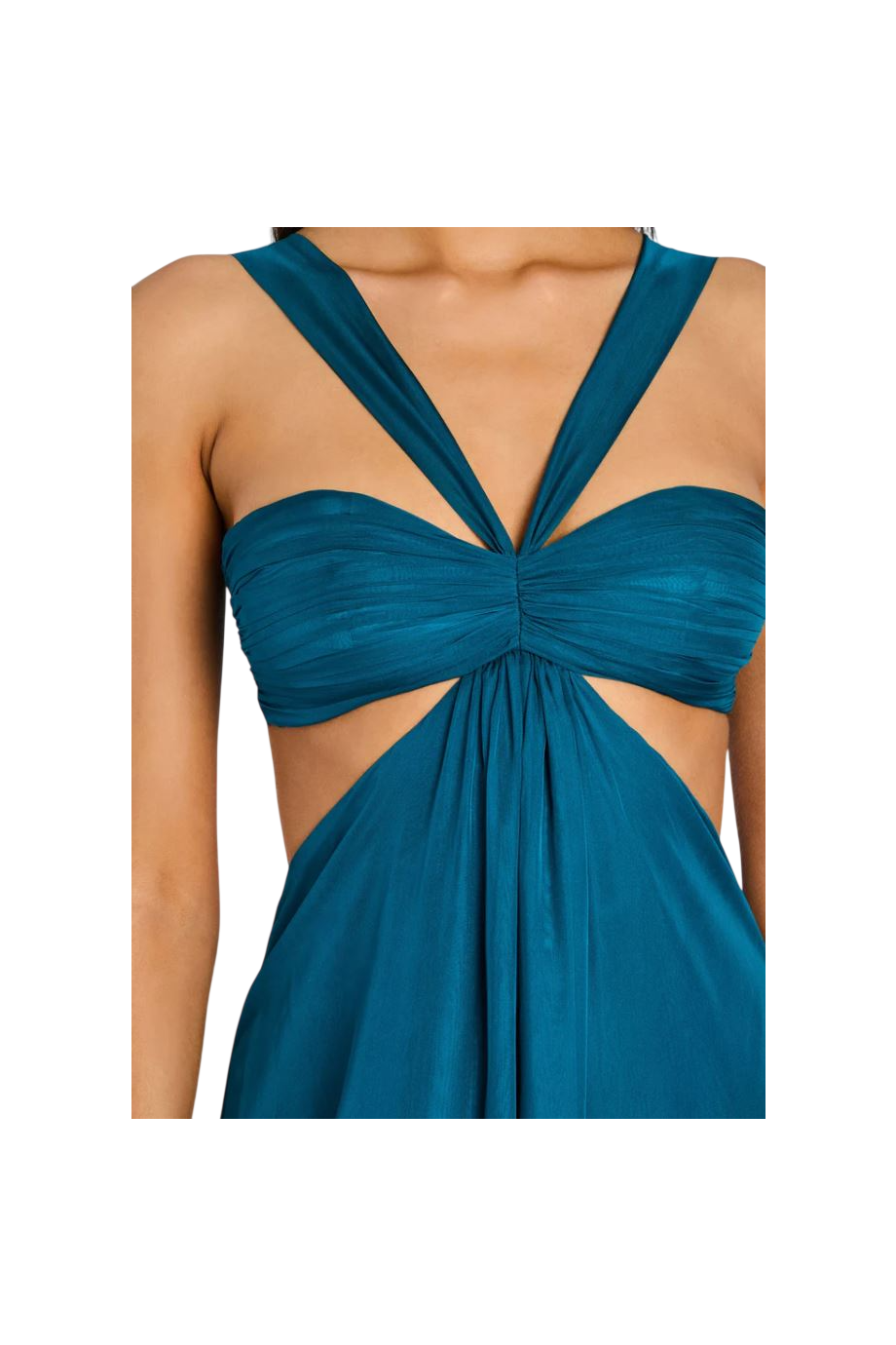 Meira chiffon gown in teal