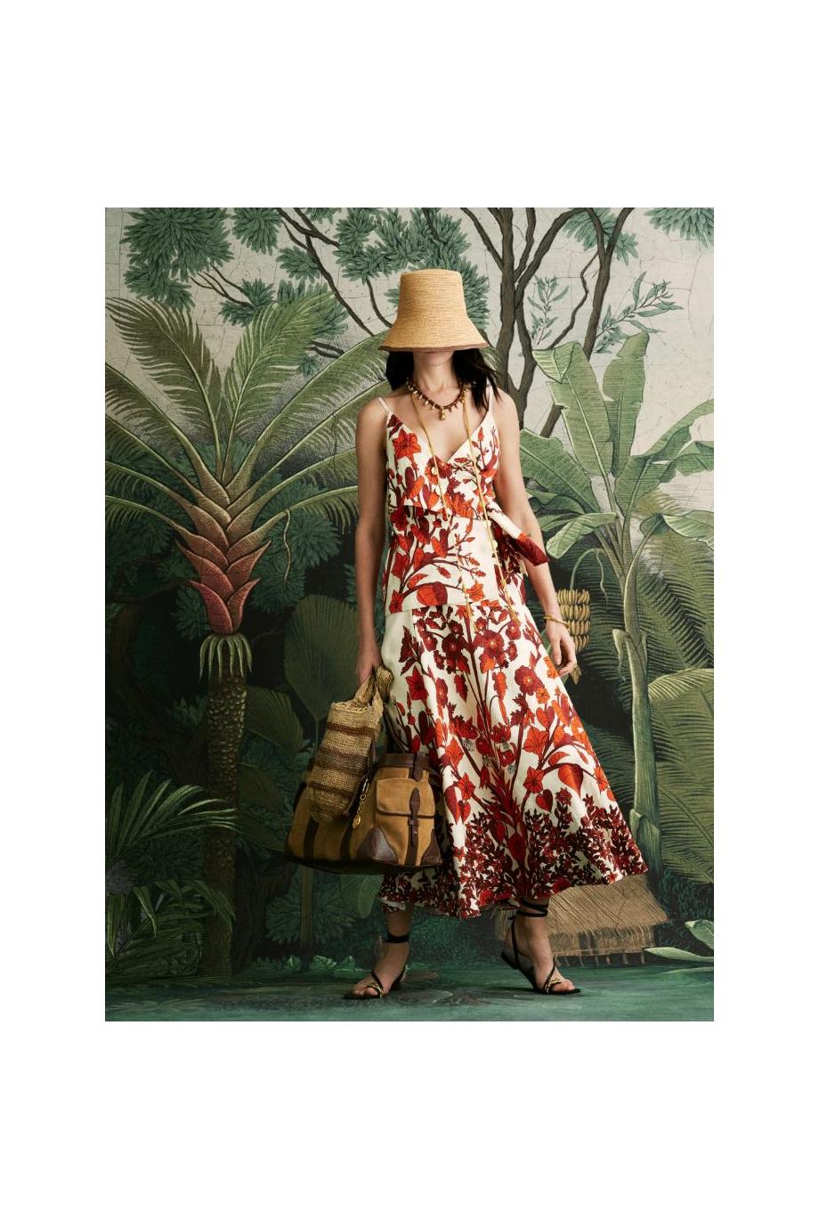 Gentle Wrap printed crepe top in red 