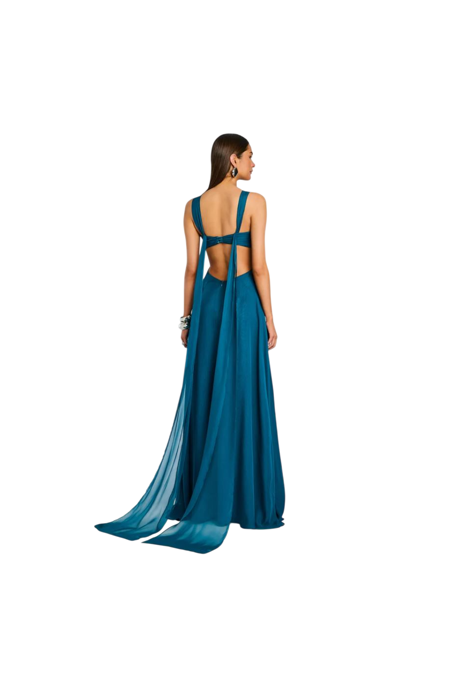 Meira chiffon gown in teal