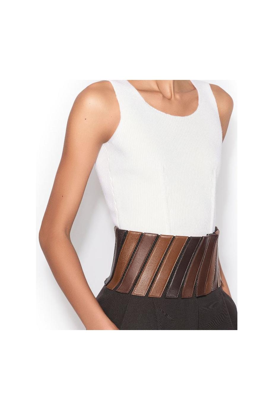 Wool-blend corset top 