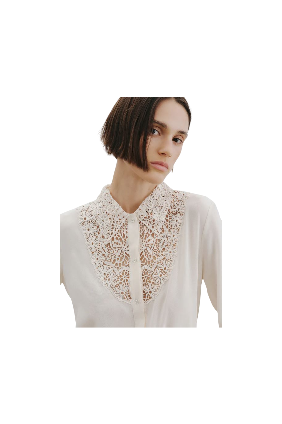 Zola lace and silk blouse in ivory
