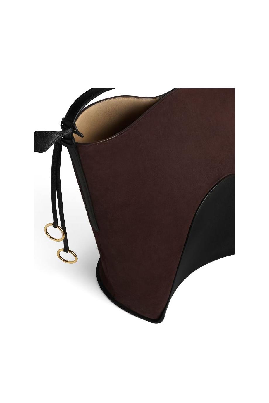 Small suede bucket bag
