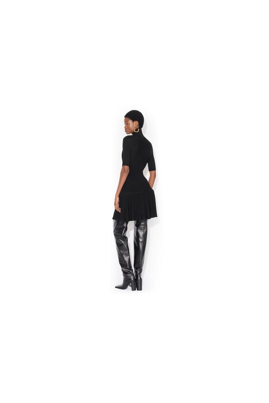 Crinoline knitted wool mini dress in black 